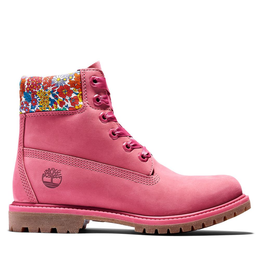 Bocanci 6-Inch Timberland Dama Roz - Premium Waterproof Made With Liberty Fabric - Romania - XWDBLZ9